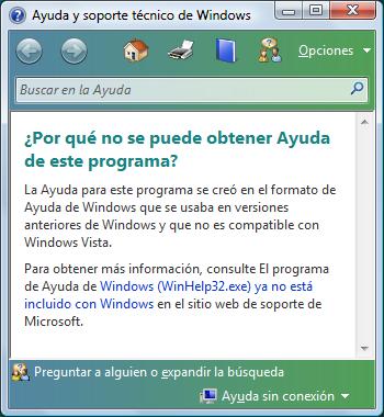 Windows WinHelp32 nodisponible