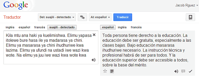 Detectar idiomas con Google Translator